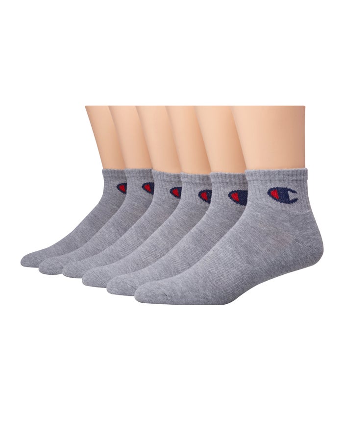 Sosete Champion Ankle C Logo 6-Pairs Dama Gri - Romania QMASVLG-90